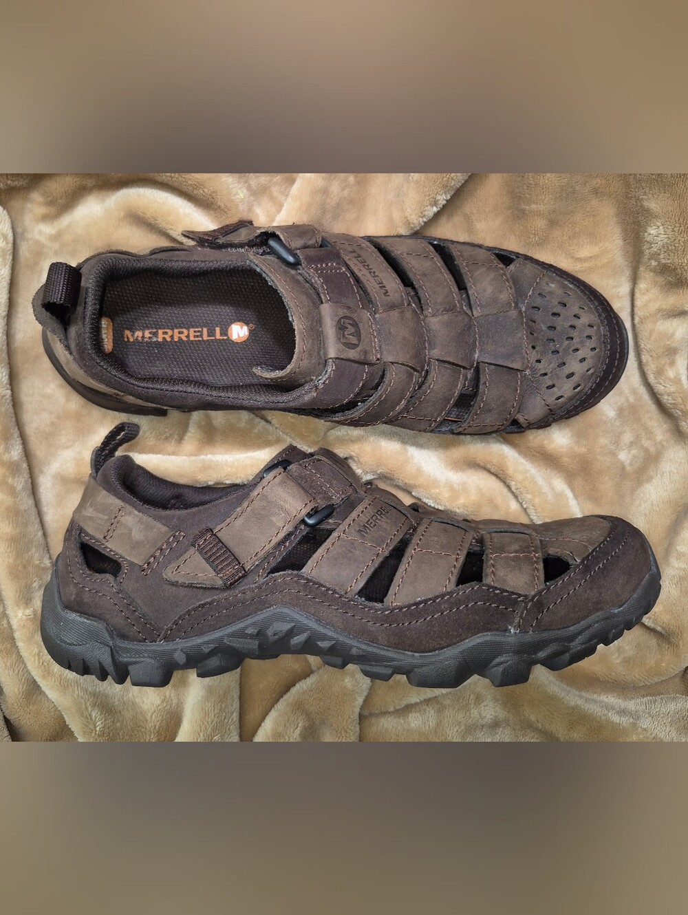 🔥Merrell Telluride Wrap 9 Men's Clay Full-Grain Leather Fisherman Hiking Sandal